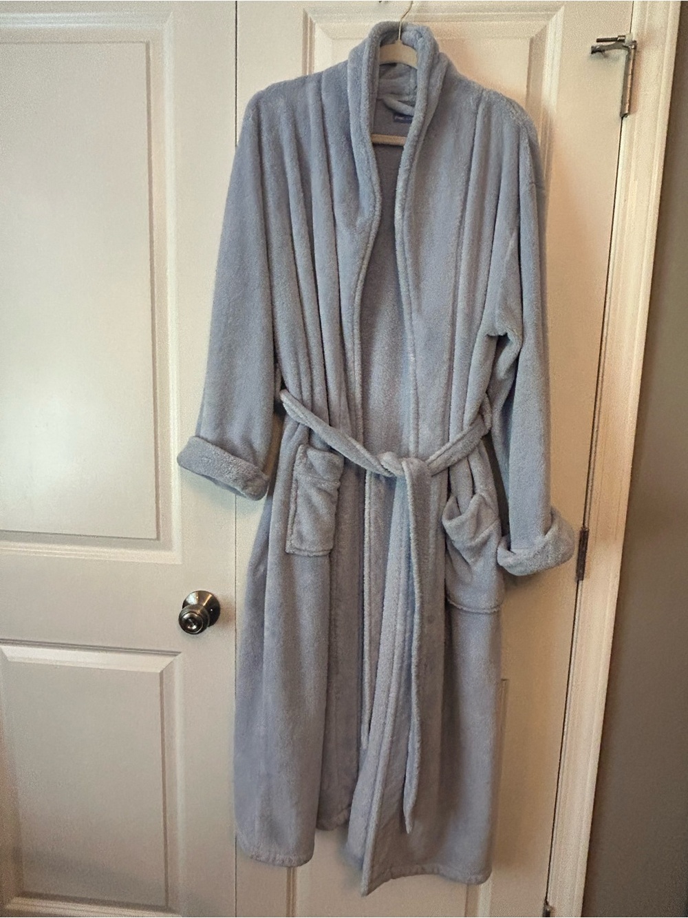 Pine Cone Hill Soft Light Blue Plush Bathrobe with Belt